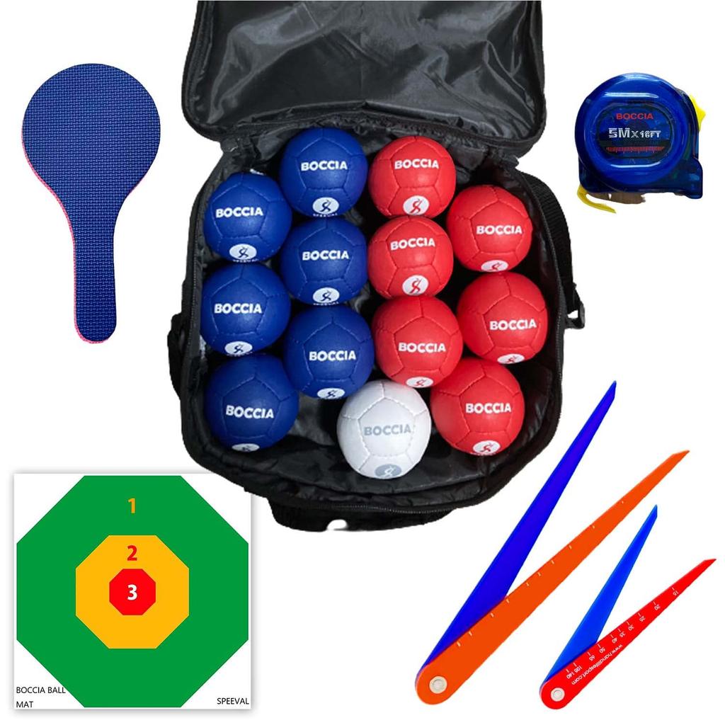 [Easy To Play Even for Beginners] Boccia Ball Set, Official Paralympic Standard, Medium Balls, Includes Target Mat