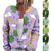 Women's Fashion Printed Long-Sleeved Knit Cardigan Button-Down Jacket