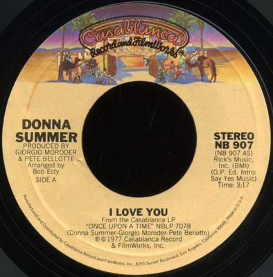 7-дюймовая пластинка DONNA SUMMER - I Love You NB907 Casablanca 1977 США Танцевальная и Электронная Б/У