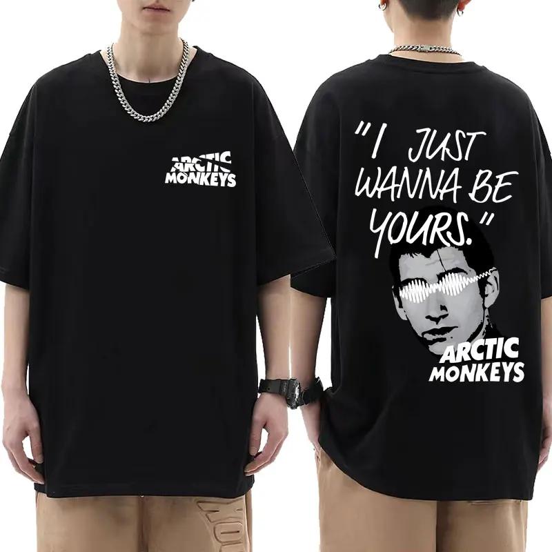 Летняя мужская футболка Arctic Monkeys Inspired Album List Doodle Print Vintage Women Hip Hop Punk Short Sleeve T Shirts Streetwear