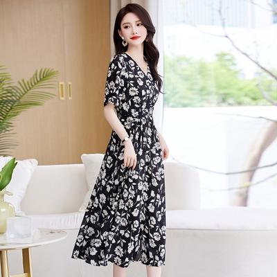 Платье с цветочным принтом Xiaoxiangfan женское весенне-летнее новое, с легким роскошным дизайном, маленьким темпераментом, красивая юбка