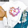 Watercolor Dance Gymnastics Print round Neck Casual T-shirt Short Sleeve Creative Fashion Summer Polyester Blend polyester fabri