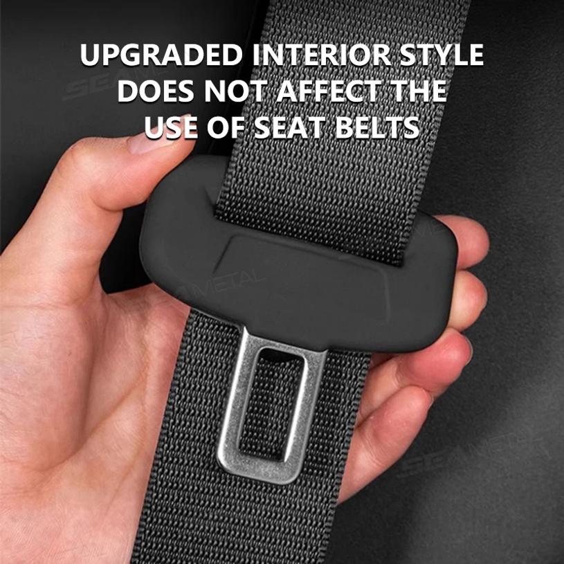 2Pcs Seat Belt Buckle Cover Anti-Scratch Rubber Car Seat Buckle Protector Clip Protection Cover Universal for SUV Sedan
