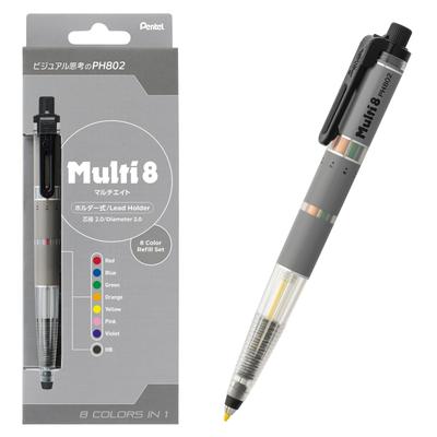 PENTEL Механический карандаш, Multi 8, 8 цветов стержней, В комплекте набор сменных стержней, XPH802ST