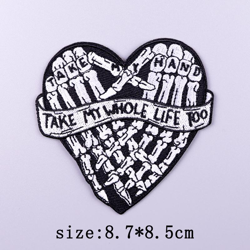 Нашивки с вышивкой в стиле Хип-хоп и Панк для одежды, Нашивка с изображением черепа в стиле Хоррор, Термонаклейки для одежды, Значки