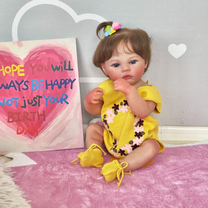 Lifelike 48cm Reborn Baby Doll Girl Meadow Full Body Vinyl Real Looking Newborn Doll Soft Touch 3D Painted Skin with Visible Veins Art Dolls Kid's Toy