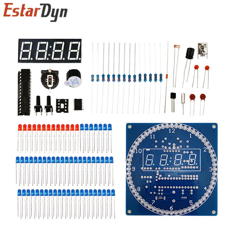 DIY вращающийся цифровой светодиодный дисплей модуль сигнализации комплект электронных цифровых часов 51 SCM обучающая доска 5 В DS1302