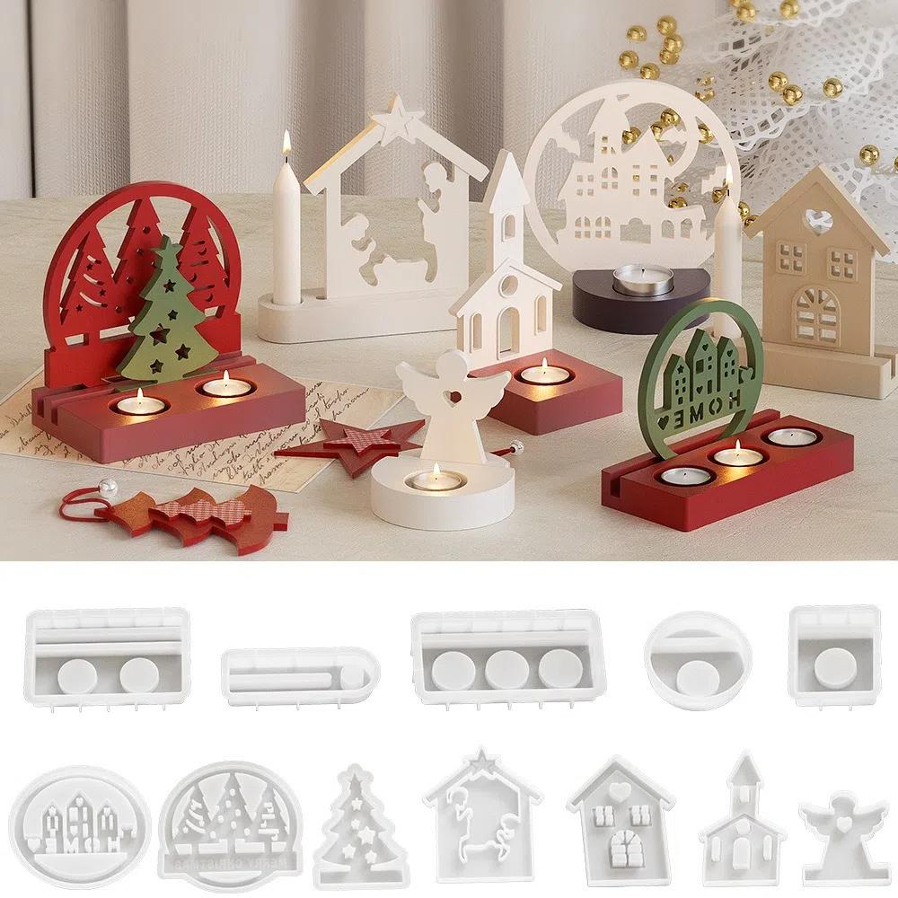 Handmade Jewelry Stand Casting Molds Christmas DIY Candle Holders Portable Ornaments Molds