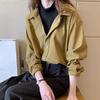 Женская вельветовая рубашка с лацканами, длинный рукав, однобортная рубашка, верх, низ, верх, многослойная одежда, рубашка в пригородном стиле