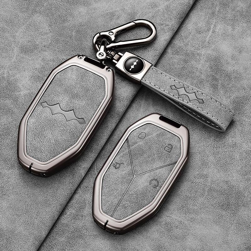 For BYD Formula Leopard 5 8 3 Ti3 Car Key Case Zinc Alloy Leather Key Shell Fob Cover Protection Keychain Holder Car Accessories