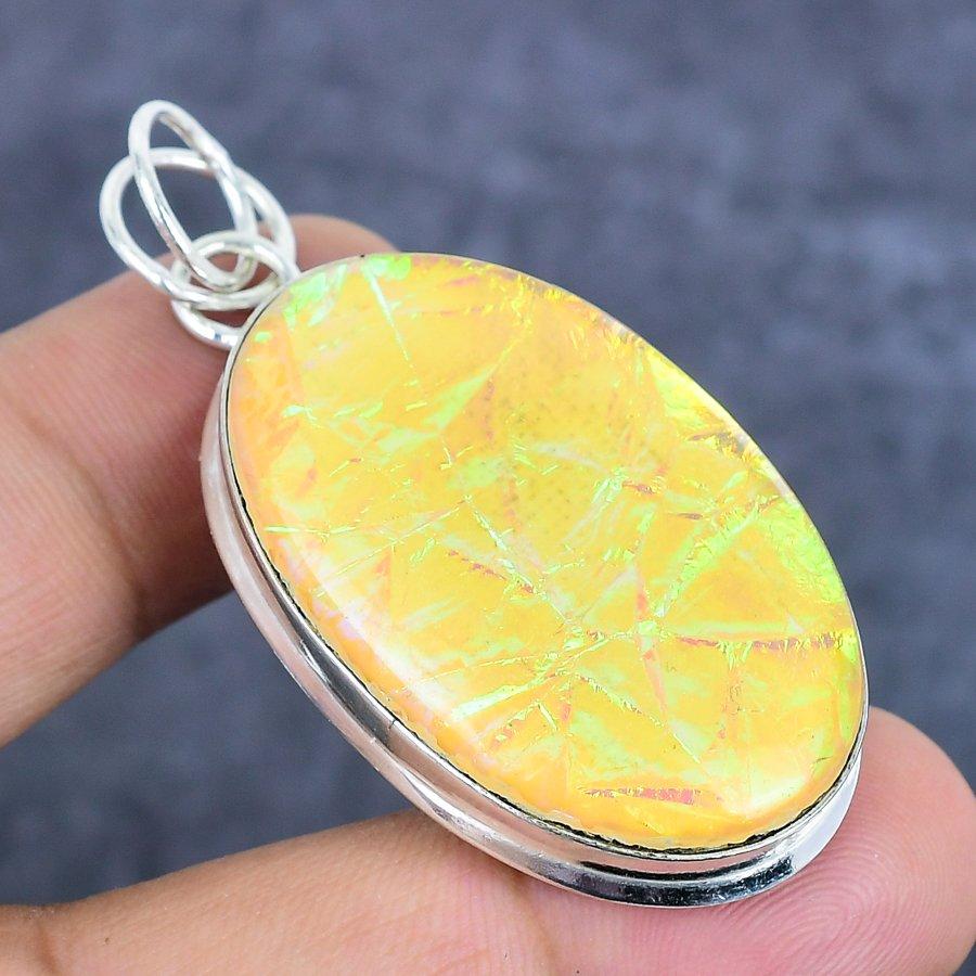 Подвеска из натурального оранжевого триплетного опала из стерлингового серебра 925 пробы 2,13 дюйма R1h35