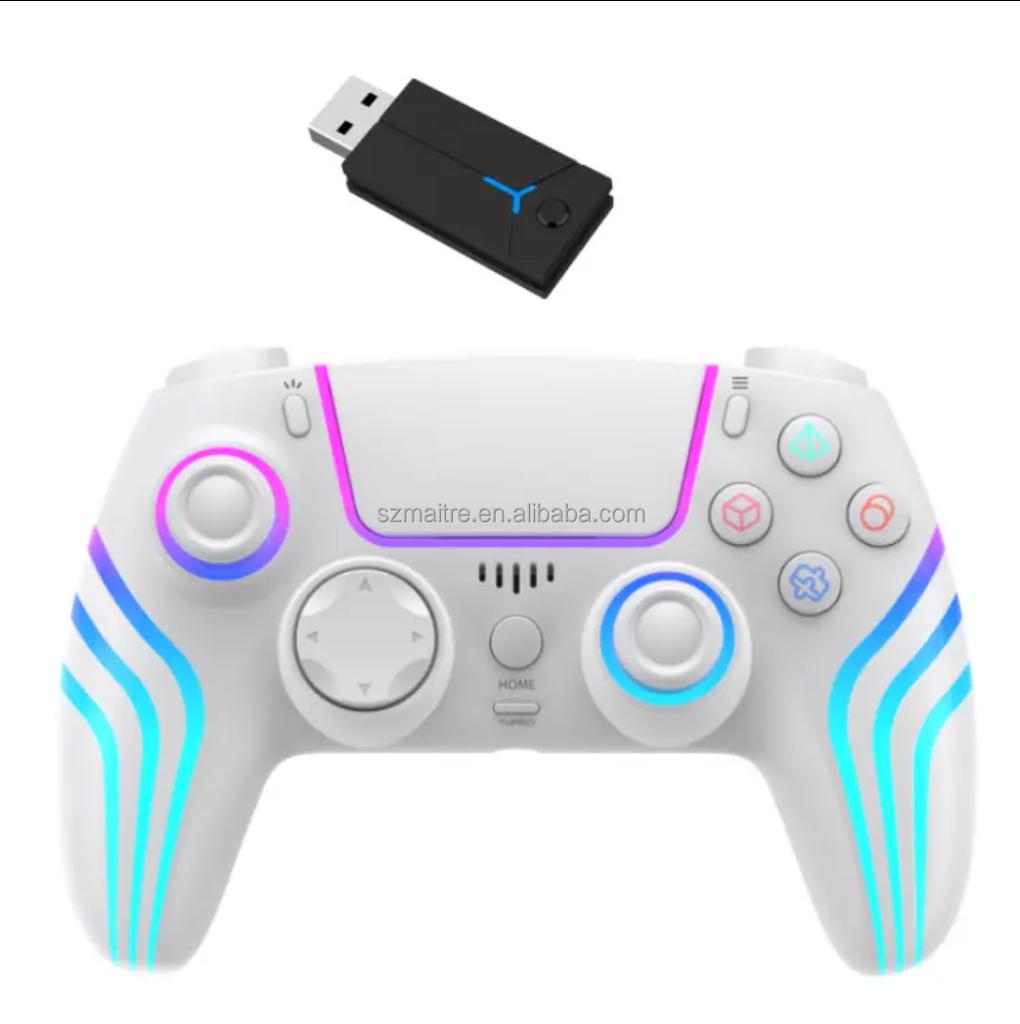 Wireless Game Controller Dynamic RGB Lighting Wireless 2.4GHz Six-Anis Gyro Touch Buttons for PS5/PS4/PS3/Switch Game Player