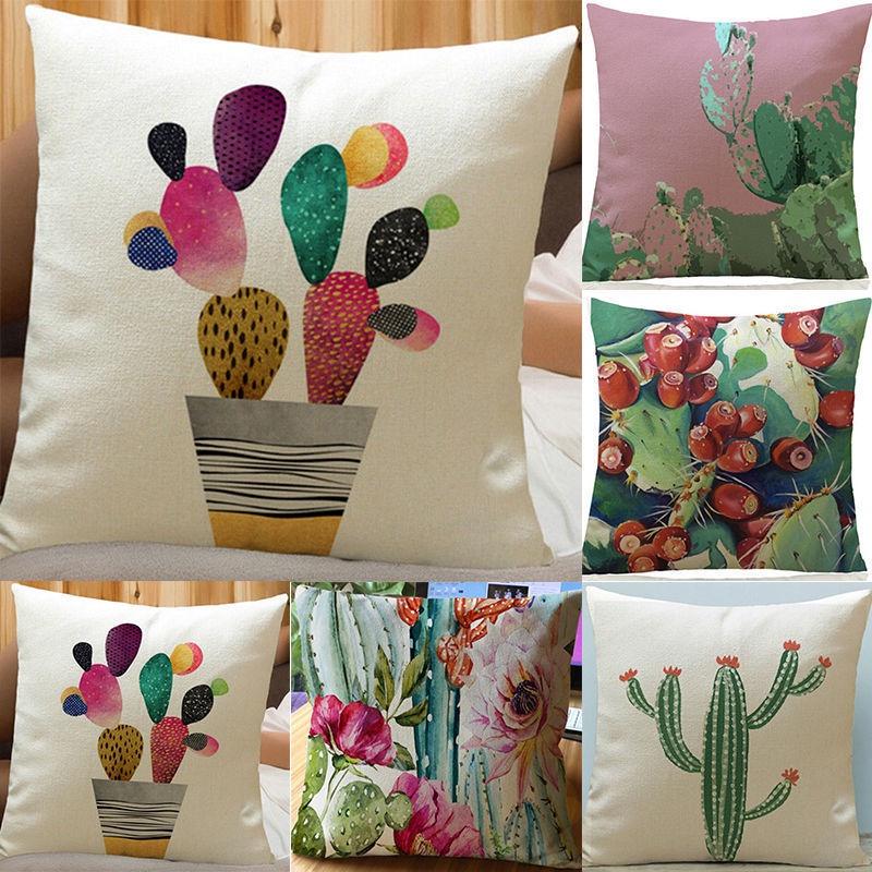 Timeless Tropical Flower Cactus Cushion Cover For Elegant Home Styling