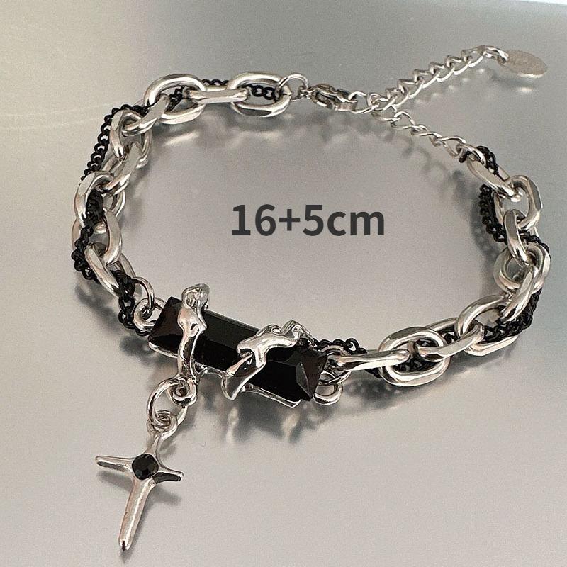 2024 Retro Black Zircon Star Bracelet for Women Men Gifts Trend Titanium Steel Chain Unisex Goth Jewelry New Couple Accessories