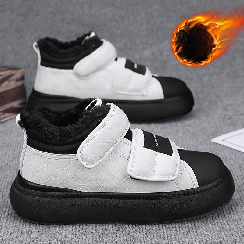 Зимние теплые ботинки для мужчин, легкие ботильоны, нескользящие короткие ботинки с меховой подкладкой, мужские плюшевые спортивные ботинки для походов и ходьбы с флисовой подкладкой