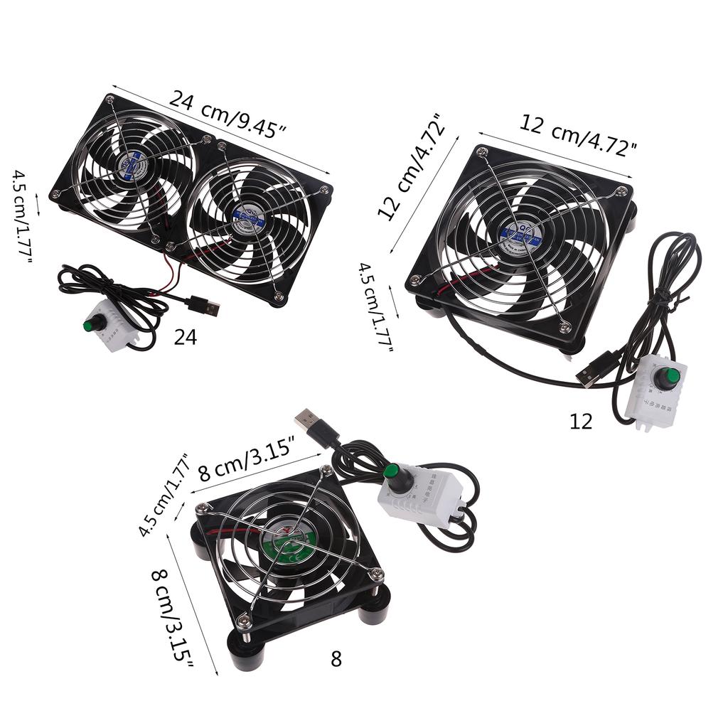 USB-вентилятор со встроенной сетчатой подкладкой 3500 об/мин для USB-роутера, ТВ/широкополосной приставки, внешний бесшумный охлаждающий вентилятор 8/12/24 см