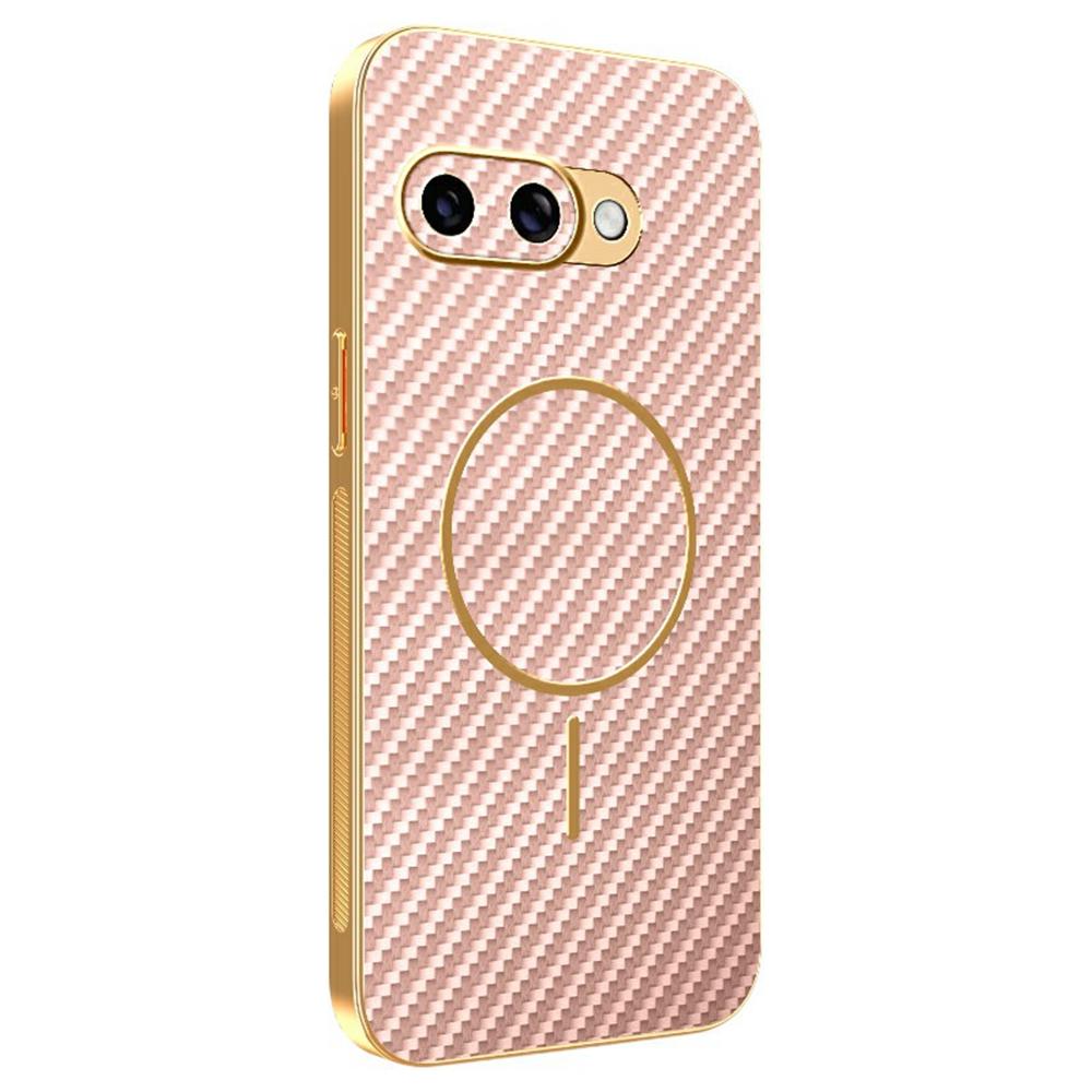 Для чехла для телефона Google Pixel 9a Текстурированная под углеволокно гальванизированная задняя крышка из ТПУ