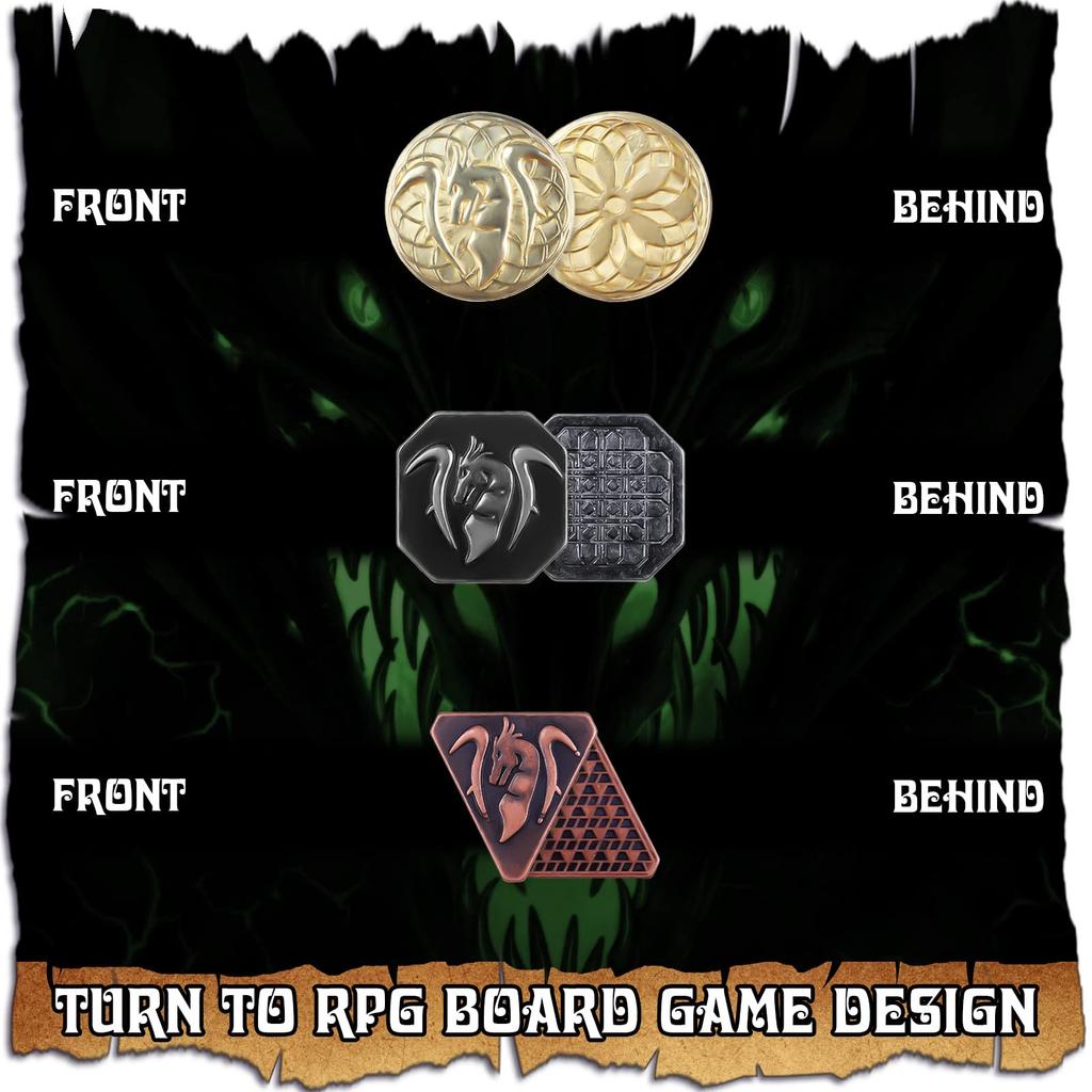 120 Pieces Copper DND Coins for DND DND Accessories with PU Leather Bag As DND Gift for DND Board Game Fake Coins with Colorful Eyes Leather Bag for