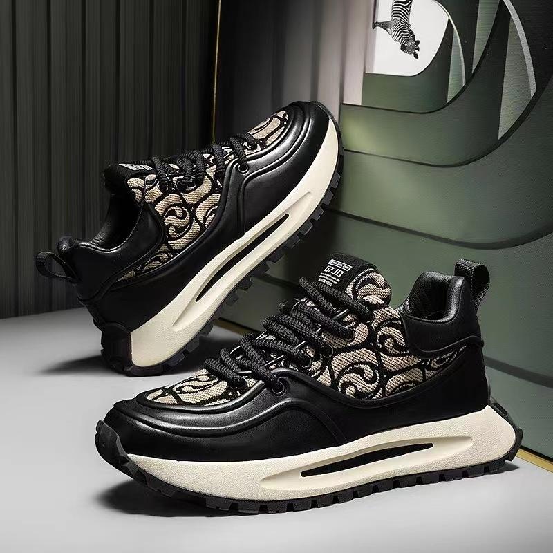 Модные кожаные повседневные туфли на плоской платформе с увеличенным размером, мужские спортивные туфли на шнуровке, массивные кроссовки, высококачественная модная мужская дизайнерская обувь