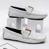 YRZL Men White Loafers Comfortable Casual PU Leather Driving Shoes Man Wedding Office Party Breathable Slip-On Moccasin for Men