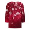 Women's T Shirt Christmas Print Button 3/4 Sleeve Daily Weekend Fashion Basic V- Neck Regular Top