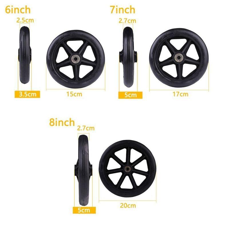 Durable Rubber Shopping Cart Wheels 6/7/8Inch Anti Slip Solid Tire Wheel Replacement Wheelchair Front Castor