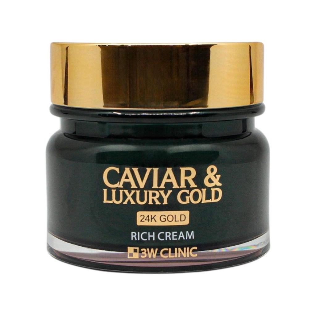 3w Clinic Крем Caviar & Luxury Gold Rich Cream - Интенсивно питательный и антивозрастной увлажняющий крем для лица - 100 г / 3,52 унции.