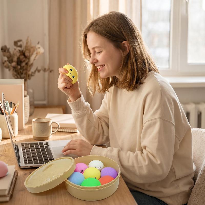 1 Set Soft Steamed Bun Fidget Toy Colorful Stress Reliever for Office Home Travel Relaxation Gift
