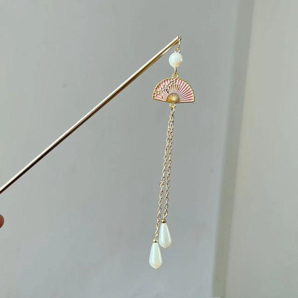 Headwear Cheongsam Hanfu Fan Hair Sticks Metal Hairpin Chinese Style Headwear Ancient Style Hairpin