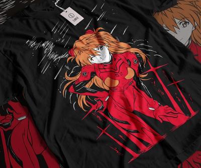 Футболка Аска Neon Genenesis Evangelion Японская Вайфу Девушка Аниме Футболка Все Размеры