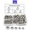 220-Piece Hex Nut Set, M3, M4, M5, M6, M8, 304 Stainless Steel, Lock Nuts, Replacement Parts for Furniture and Machinery, Repair Parts, Storage Box In