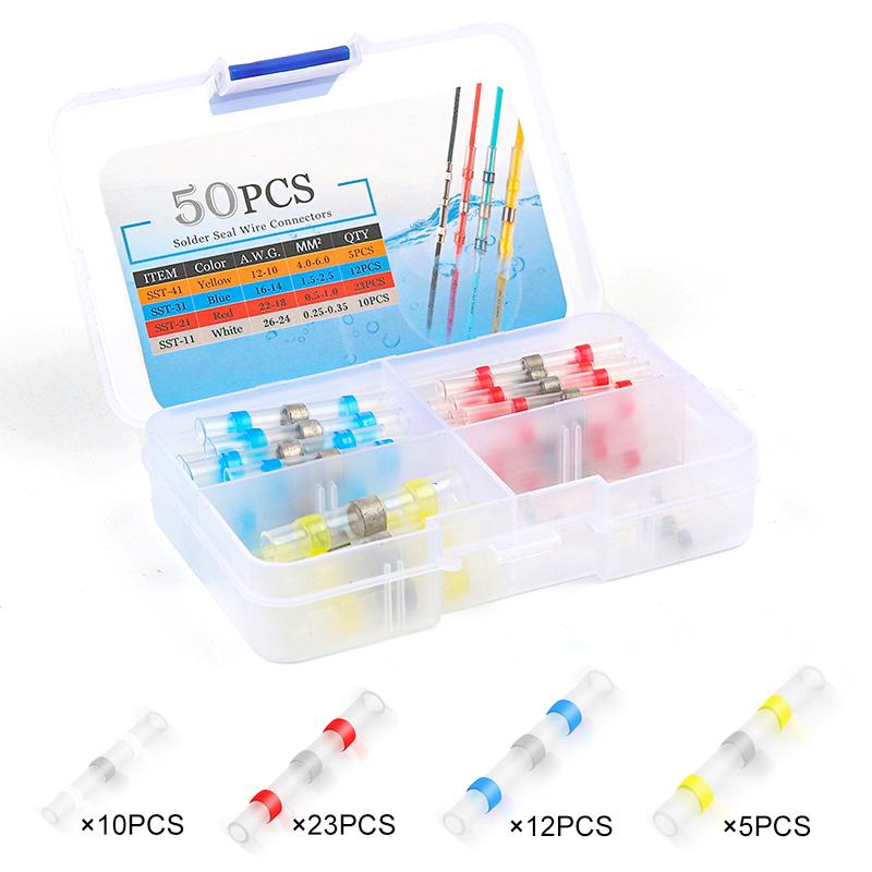 50-400 шт. разъемы для проводов припой стержень разъем для проводов изолированный припой термоусадочный водонепроницаемый обжимной кабель клеммы для кабеля