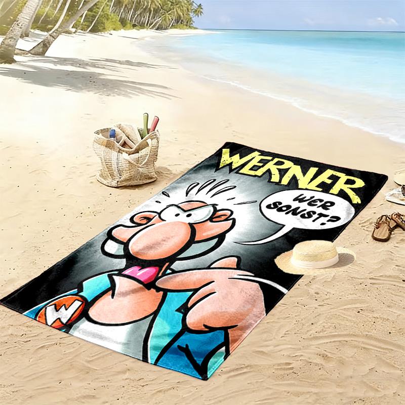 Werner Comic Print Beach Towel, Large Soft Quick Dry Towel for Beach Camping Swimming