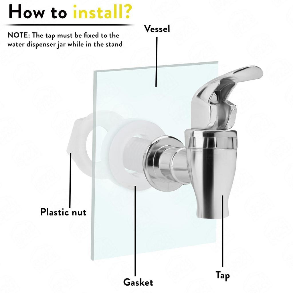 5 Litre Glass Water Dispenser with Tap, Infuser & Stand - Air Tight Lid Detox Water Jar - Mason Jar - Counter Tabletop Juice