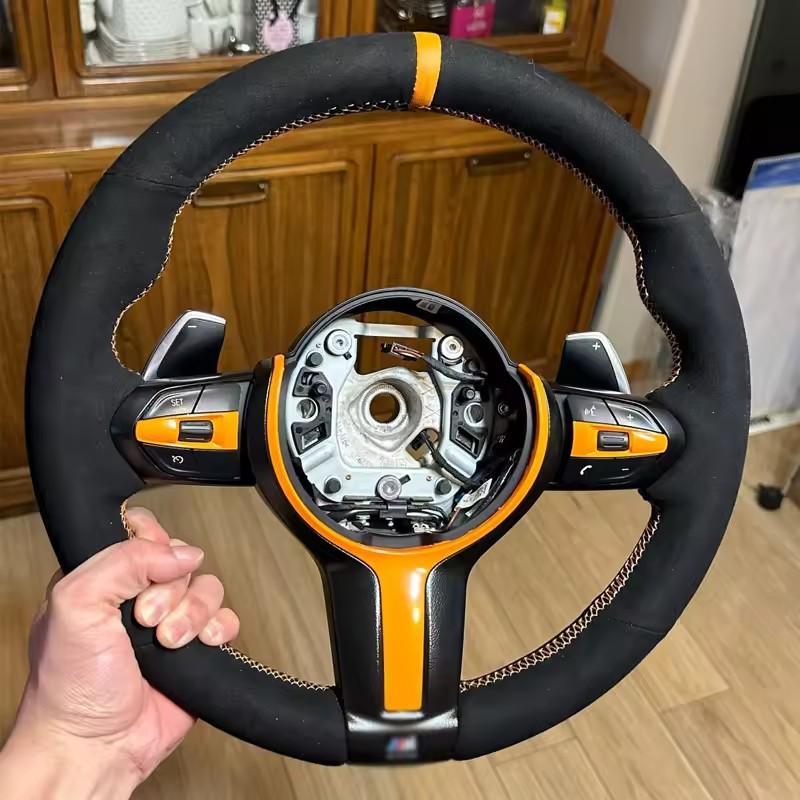 Black Suede Leather Blue Marker Steering Wheel Covers for BMW M2 M3 F80 F82 M4 M5 F12 F13 M6 F85 F87 X5 X6 F33 F30 M Sport