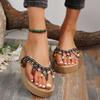 2024 2024 Summer Women's Slippers Wedge Thick Sole Women's Shoes Outdoor Beach Slippers 2024 Flip Flop Bohemian Style Sandals