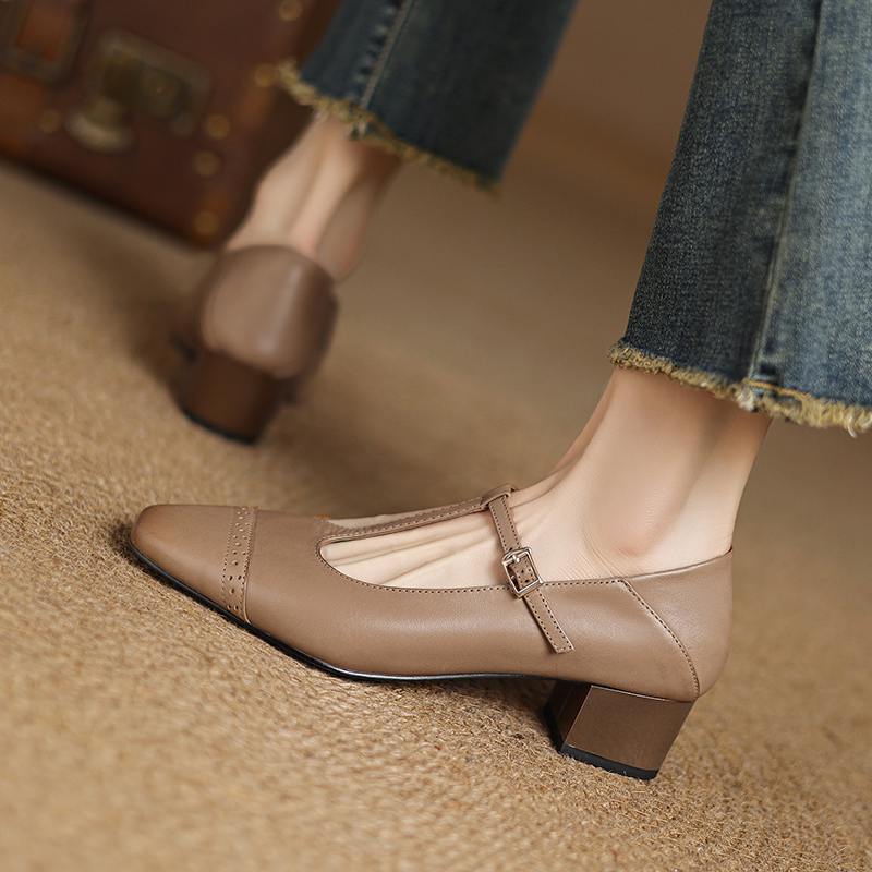Krazing Pot Коровья кожа весна лето размер 41 средний каблук красивые женские легкие туфли квадратный носок неглубокие туфли-лодочки