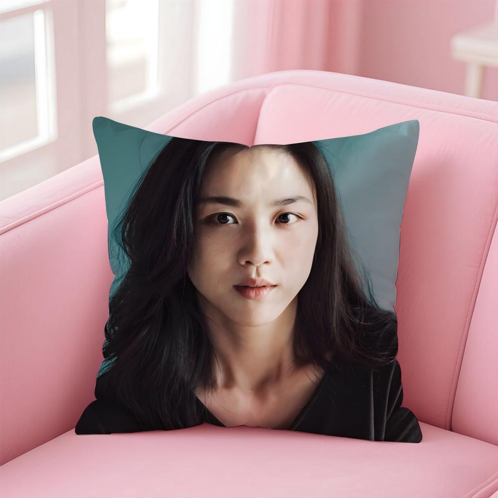 Elegant Beautiful Actress TTang Wei Cushion Cover Pillowcase Short Plush Invisible zipper Room Sofa Cushion Cover