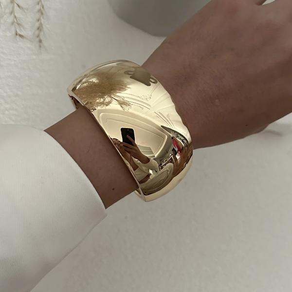 Vintage Hip Hop Metal Smooth Irregular Spring Bracelet for Women Exaggerated Geometric Chunky Wide Cuff Bangle Punk Jewelry Gift
