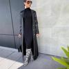LD2271 Женский осенне-зимний длинный кожаный кардиган с лацканами - На пуговицах, Теплый, Модный уличный жакет