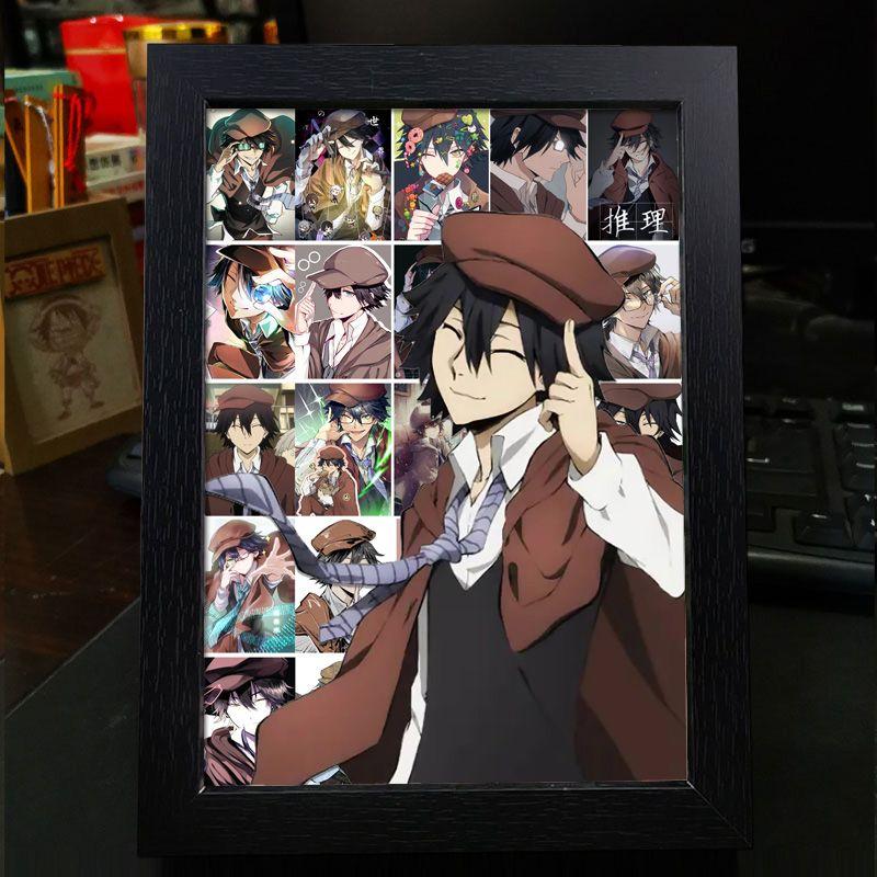 Рамка для фото в стиле аниме Bungo Stray Dogs: Дазай Осаму, Рюносуке Акутагава, Накахара Чуя - готовый стенд для фотоколлажа в подарок