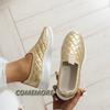 Модные золотые кроссовки 2024 года, распродажа, модные плоские туфли с блестками и круглым носком, повседневные универсальные роскошные женские туфли из вулканизированной стали