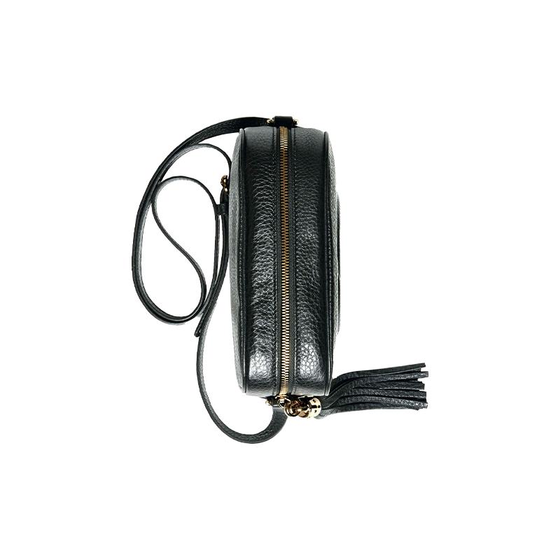 Gucci Soho embossed logo tassel pendant cowhide camera bag shoulder crossbody bag small size women's black
