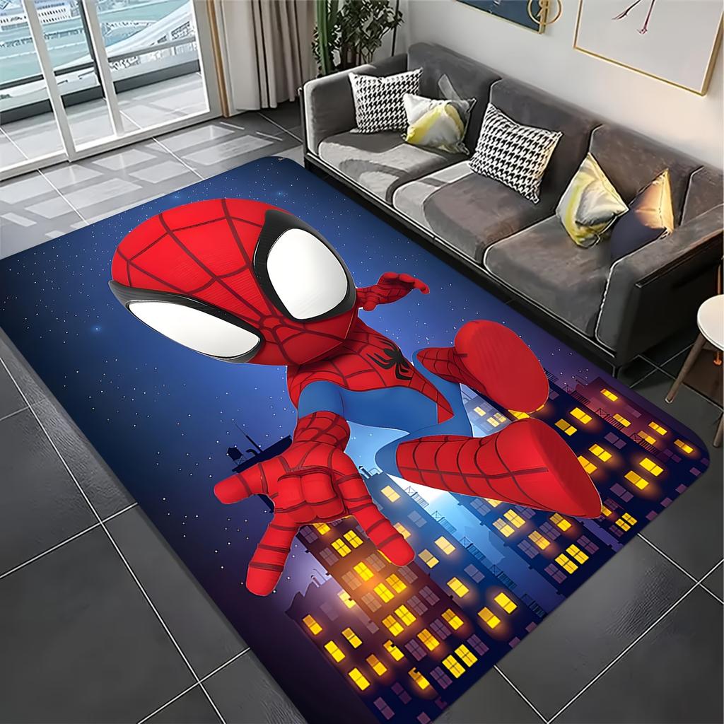 Marvel Printed Doormat with Spider-Man City Night Sky Design - Suitable for Living Room, Bedroom, Game Room Carpet, Door Mat/