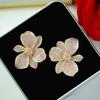 Sparkling Pink/White Flowers Earrings for Women Cocktail Dance Party Gorgeous Female Earrings Exquisite CZ Trendy Jewelry