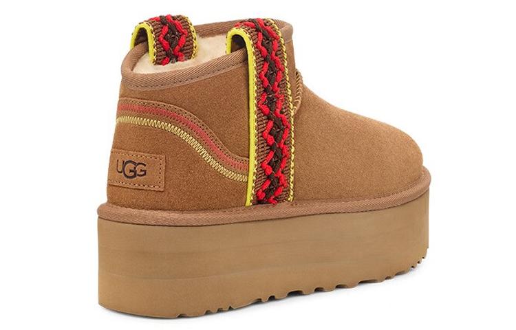 UGG Классические ультрамини ботинки-косичка Каштановые Женские 1138491-CHE