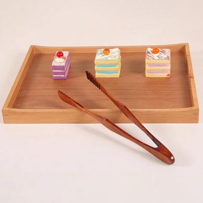 Деревянные щипцы для еды с длинной ручкой, щипцы для сервировки салата на гриле черного цвета, противоскользящие кухонные бытовые щипцы