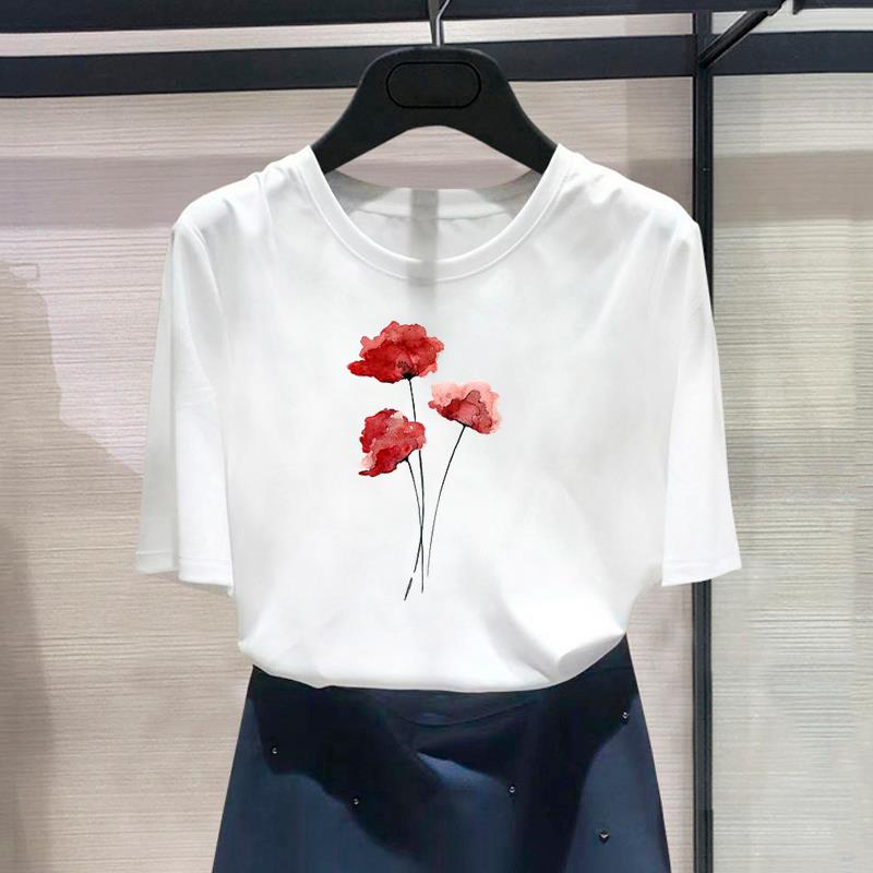 Женская футболка с азиатским размером и принтом «Сердцебиение», милая милая женская футболка, повседневная женская летняя футболка, модная футболка с рисунком, футболка с коротким рукавом