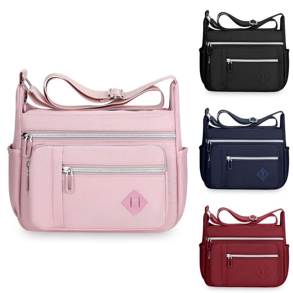 Ladies Nylon Messenger Bag With Contrast Color Design For Casual Outings