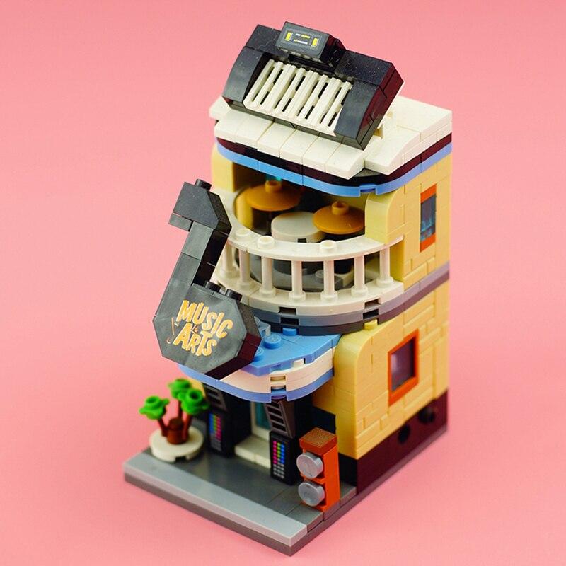 LOZ 1623 City Street Music Shop Musical Instrument Store Piano Architecture Mini Blocks Bricks Building Toy No Box
